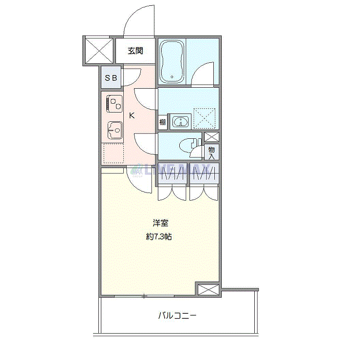マンスリーリブマックス小田急線祖師ヶ谷大蔵WESTクレヴィスタ■『禁煙ルーム・25平米』【Wi-Fi無制限・独立洗面・浴室乾燥付】≪プレミアムシリーズ≫の間取り図