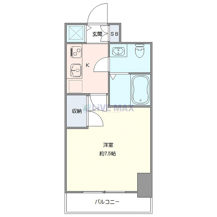 グッドステイ勝どきメゾン●『禁煙ルーム・24平米・駅3分・1名入居限定・独立洗面』【ベーシック】の物件間取り図