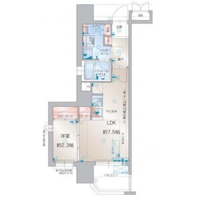 トーマンスリー博多区下呉服★インターネット使用料★分譲タイプの間取り図