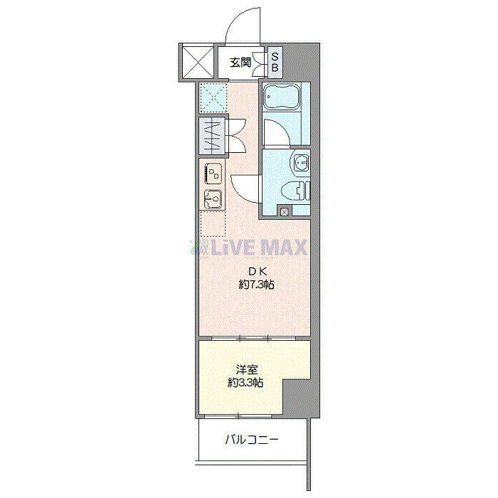 マンスリーリブマックス東武東上線中板橋NORTHアクシス■『禁煙ルーム・1DK・26平米』【Wi-Fi無制限・独立洗面・浴室乾燥付】≪プレミアムシリーズ≫の間取り図