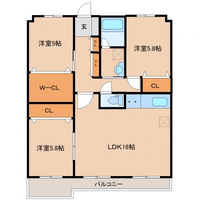 アドバンス山津　502号室　即入居OK！の間取り図