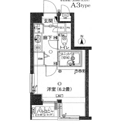 【🌷新生活応援キャンペーン🌷】【禁煙🚭/Wi-Fi無料🌐】マイナビSTAYミライエ中井下落合　401の間取り図