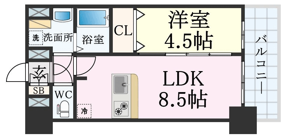 グッドステイ新神戸ステーションサウス■『1DK・31平米・浴室乾燥機・光NET無料（LAN・WiFi対応）』【デラックス】の物件間取り図