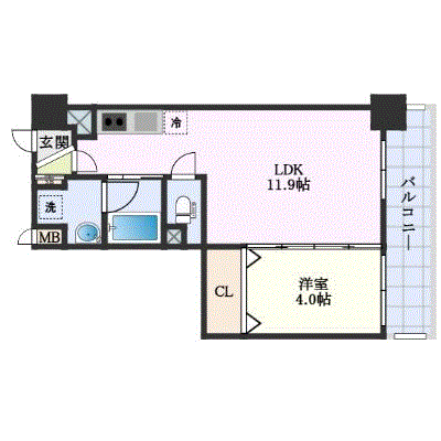 マンスリーリブマックス道後温泉西アーバン△エグゼ【1LDK・設備充実】≪エクセレントシリーズ≫の物件間取り図