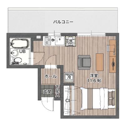 レントライフマンスリー長野善光寺前（駐車場無し）の間取り図