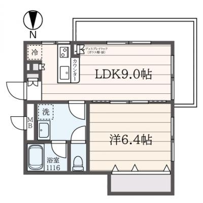 東都マンスリーカーサトレスB【４名入居可！WiFi無料！】1LDKの間取り図