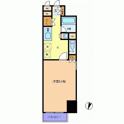 OneLife一番町EAST＜TYPE1＞【★バストイレ別・浴室乾燥機付き】の間取り図