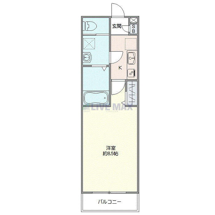 マンスリーリブマックス小田急線・相武台前EASTリエル■『禁煙ルーム・25平米』【Wi-Fi無制限・独立洗面・浴室乾燥付】≪エクセレントシリーズ≫の間取り図