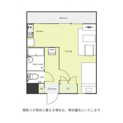ユニオンマンスリー坂戸１　202　1R・シングル☆◆インターネット固定回線（有線・Wi-Fi）無料の部屋◆【禁煙ルーム】人気のバストイレ別＆温水洗浄便座完備！の間取り図