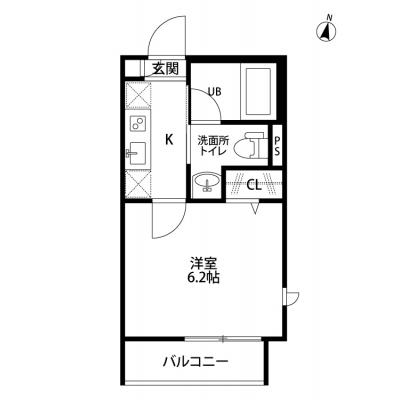 【J’sコート北新宿 201】厚さ25㎝超高密度ポケットコイルマットレス使用！東中野駅徒歩6分！新宿駅まで乗り換えなしで5分！築浅ンション☆【インターネット無料】の間取り図