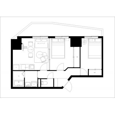 最寄り駅まで徒歩5分/家具・家電付き/グロワール伊勢佐木 201の物件間取り図