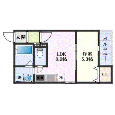 マンスリーリブマックス平野駅アレグリア★エグゼ【1LDK・設備充実】≪エクセレントシリーズ≫の物件間取り図