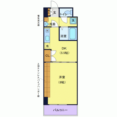 OneLife榴ヶ岡ベール【★1DK・オートロック・バストイレ別・独立洗面台】の物件間取り図