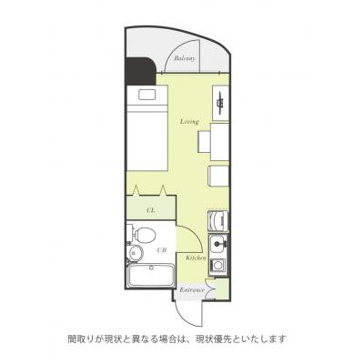 ユニオンマンスリー京成谷津ノルティア１　201　1R・シングル☆◆インターネット固定回線（有線・Wi-Fi）無料の部屋◆【禁煙ルーム】人気の角部屋/1棟18室丸々マンスリー！法人まとめての利用も可♪の物件間取り図