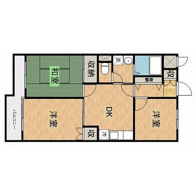 プレステージ宇都宮（3DK）の物件間取り図