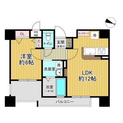 FRマンスリー中崎町Ⅱ　★1LDK・41㎡★　★『中崎町』駅まで徒歩２分★　★『東梅田』駅まで１駅２分★の間取り図
