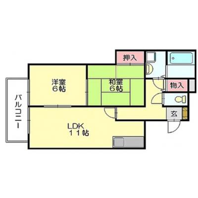 トーマンスリー博多区空港前２丁目☆2LDK広々間取りの物件間取り図