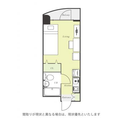 ユニオンマンスリー京成谷津ノルティア１　203　1R・シングル☆◆インターネット固定回線（有線・Wi-Fi）無料の部屋◆【禁煙ルーム】人気の角部屋/1棟18室丸々マンスリー！法人まとめての利用も可♪の物件間取り図