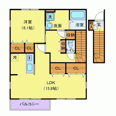 OneLife南仙台ゲート【★1LDK！バストイレ別・独立洗面台・浴室乾燥機付き等設備充実！】の物件間取り図