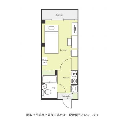 ユニオンマンスリー上福岡２　211　1K・シングル☆【禁煙ルーム】人気の角部屋♪安心のモニター付きインターフォン＆室内洗濯機完備！デスク・チェアのあるお部屋の間取り図