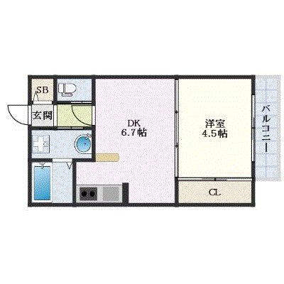 グッドステイ桜坂駅東ウィステリア●プラス【ハイクラス・1DK・設備充実】の物件間取り図