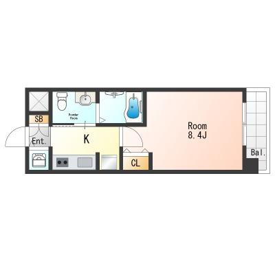 ★SステイCクラウン天王寺【禁煙ルーム・１K・セミダブルベッド】★インターネットWi-Fiレンタル可★独立洗面台・ウォシュレット・ガス2口K・オートロック★ペット可★の物件間取り図