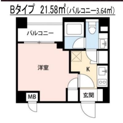 【60日以上の利用でお得🌈】【禁煙🚭/Wi-Fi無料🌐】マイナビSTAYアーバンコア横浜根岸　301の間取り図