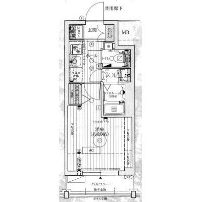 【本町駅　徒歩5分】EC心斎橋central　⑭分譲タイプ、NET使い放題・ペット相談可、2口ガスコンロ・浴室暖房乾燥機・温水洗浄便座！】の物件間取り図