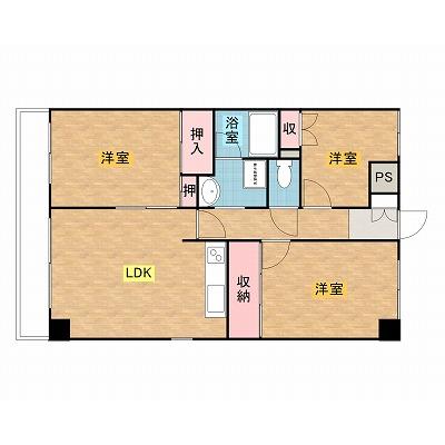 サンマートハイツ（3LDK）の物件間取り図