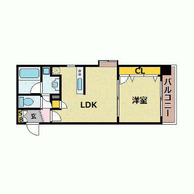 OneLife博多ステーションタワー＜TYPE2＞【★バストイレ別、オートロック付《1LDKの広々空間！》】の物件間取り図