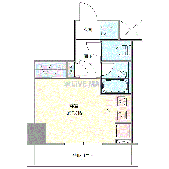 マンスリーリブマックス錦糸町WESTステージⅣ●『禁煙ルーム・1R』【浴室乾燥付】≪スタンダードシリーズ≫の物件間取り図