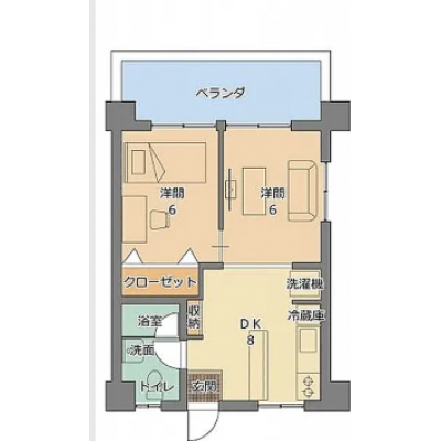 【唯一の読谷エリア・２DK】サンセット楚辺202の物件間取り図
