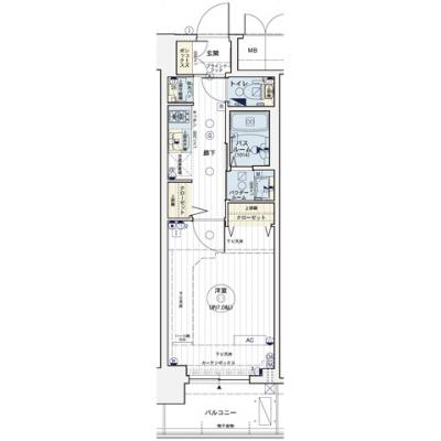 【大須観音駅　徒歩5分】EC名古屋栄プレシャス　7帖タイプ・24㎡④【NET無料・ペット可・分譲・浴室乾燥・2口ガスコンロ・オートロック】の物件間取り図