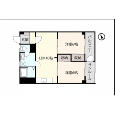 2名入居OK✨駐車場有❗広々2LDK・家具家電付✨TM123 402号室の物件間取り図