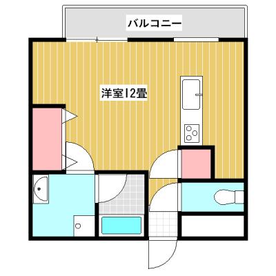 🏨🏨🏨タカラマンスリー🏨🏨🏨コールコートⅡ　303　１Rタイプ　大分駅まで徒歩圏内。繁華街近くの物件です！の物件間取り図