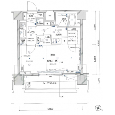 【TM新宿パークサイド/DXA】広々31.3平米のデラックスタイプ・西新宿五丁目駅徒歩1分・Wi-Fi無制限無料・テレワークにも♪の間取り図