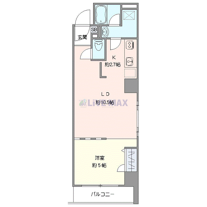 マンスリーリブマックス札幌・大通EASTスパイア※『禁煙ルーム・1LDK・37平米』【独立洗面】≪スタンダードシリーズ≫の間取り図