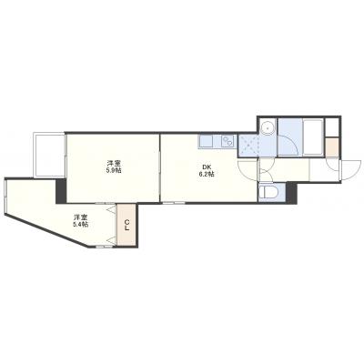 コルサントステイ思案橋Ⅰ201号室の間取り図
