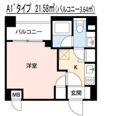 【60日以上の利用でお得🌈】【禁煙🚭/Wi-Fi無料🌐】マイナビSTAYアーバンコア横浜根岸　303の物件間取り図