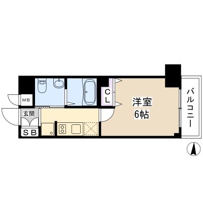 【今宮駅・大国町駅・今宮戎駅】EC難波サウスプレイスⅢラ・パーク⑦【ペット可・スマートTV・2口ガスコンロ・浴室乾燥機・インターネット無料】の間取り図