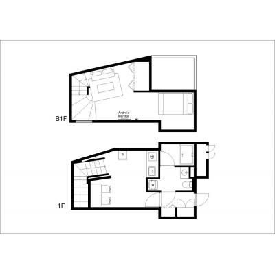 東新宿駅から徒歩6分/新宿駅近くの綺麗なお部屋/メゾネットタイプ/ルクレ東新宿 105の間取り図