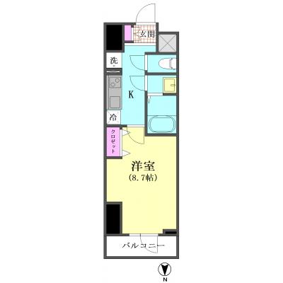 ヴィモス木場　6-Btype　禁煙　【光インターネット（WIFI）無料】【2021年4月築】【28㎡以上】【無料駐輪場】【オートロック】【駅徒歩1分】の間取り図