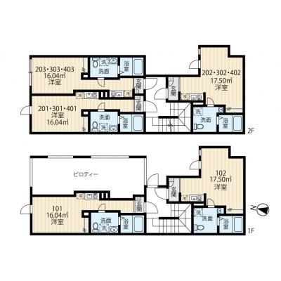 梅屋敷マンスリーマンション（4月下旬入居可：新築）の間取り図