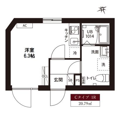 【60日以上の利用でお得🌈】【禁煙🚭/Wi-Fi無料🌐】マイナビSTAYスペランツァ磯子駅前　203の間取り図