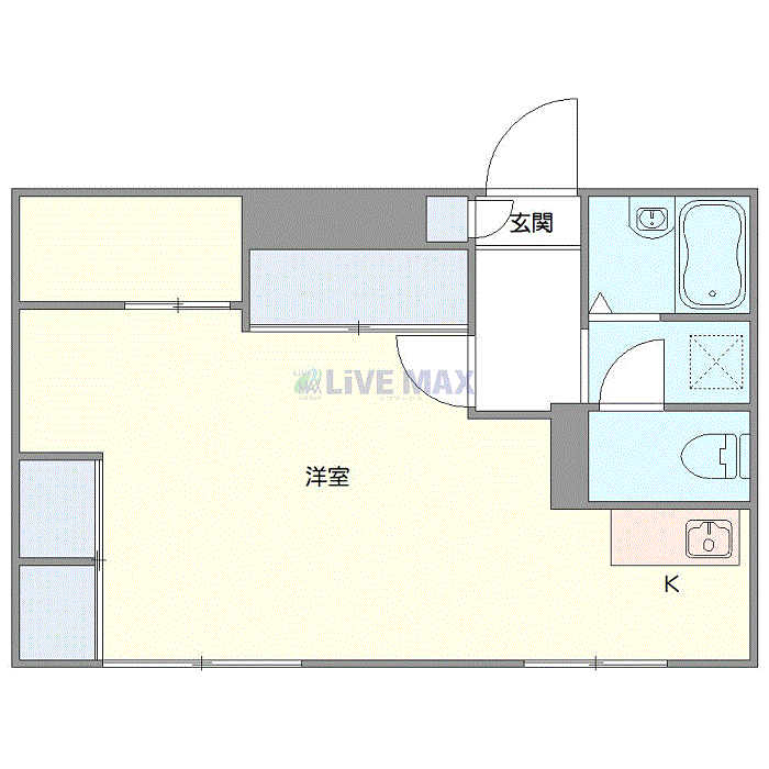 マンスリーリブマックス札幌南すすきのバリエ■『禁煙ルーム・1R・32平米』【浴室乾燥付】≪スタンダードシリーズ≫の間取り図