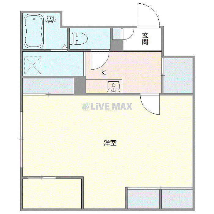 マンスリーリブマックス札幌南すすきのバリエ■『禁煙ルーム・1K・39平米』【浴室乾燥付】≪スタンダードシリーズ≫の間取り図