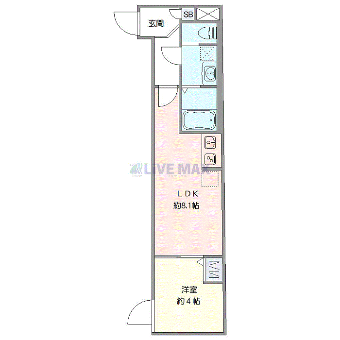 マンスリーリブマックス江戸川橋・神楽坂シティ☆『禁煙ルーム・1LDK・30平米』【Wi-Fi無制限・独立洗面・浴室乾燥付】≪プレミアムシリーズ≫の間取り図