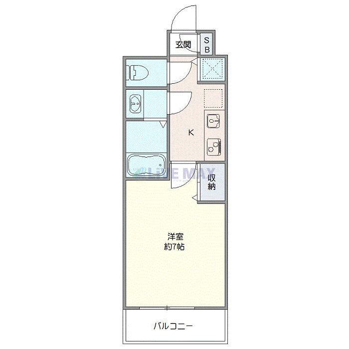 グッドステイ東高円寺SOUTHヴィレ■『禁煙ルーム・25平米・1名入居限定・独立洗面・浴室乾燥付』【ベーシック】の物件間取り図
