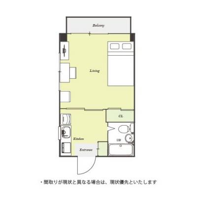ユニオンマンスリーお花茶屋７　103　1K・セミダブル☆【禁煙ルーム】人気の角部屋！デスク・チェア＆たっぷり収納2ドア冷蔵庫など生活家電のあるお部屋/京成本線利用で京成上野駅まで約16分でアクセス！の物件間取り図