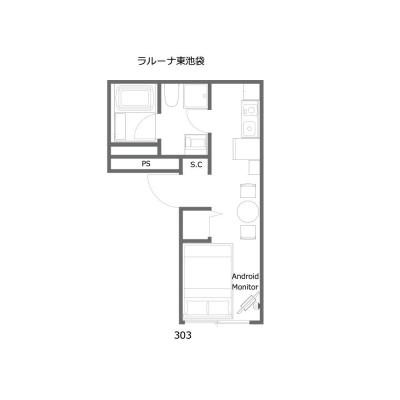 サンシャイン池袋も徒歩圏内/東池袋駅から徒歩6分！/家具・家電完備/ラルーナ東池袋 303の間取り図